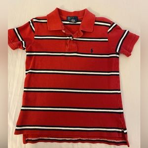 Ralph Lauren Red Striped Boys Polo - Size 6